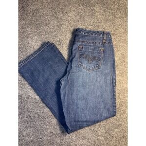 Sonoma Life+Style Straight Jeans Womens Petite 12 Blue Denim Stretch Medium Wash